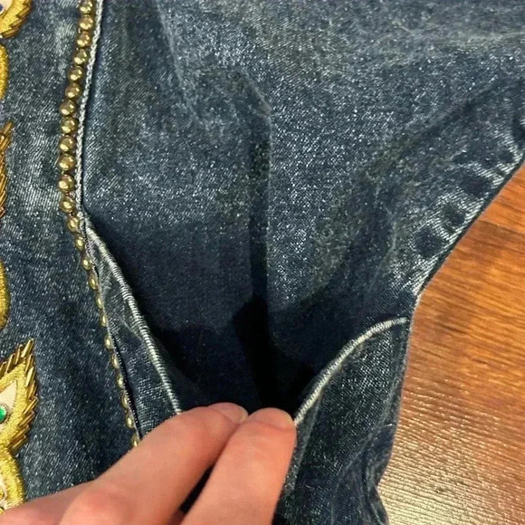 American Classics vintage 80s jean jacket with embellishments size small sequins - Picture 6 of 9